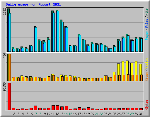 Daily usage for August 2021