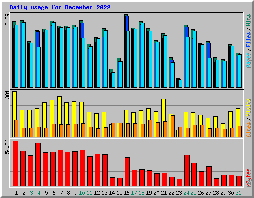 Daily usage for December 2022