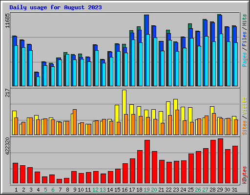 Daily usage for August 2023