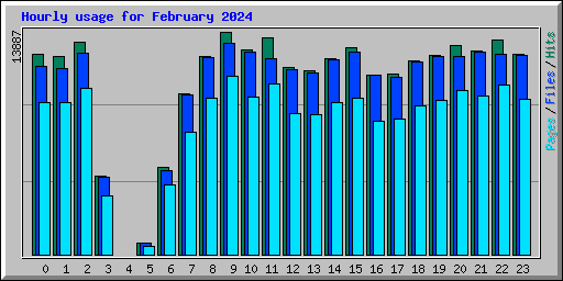 Hourly usage for February 2024